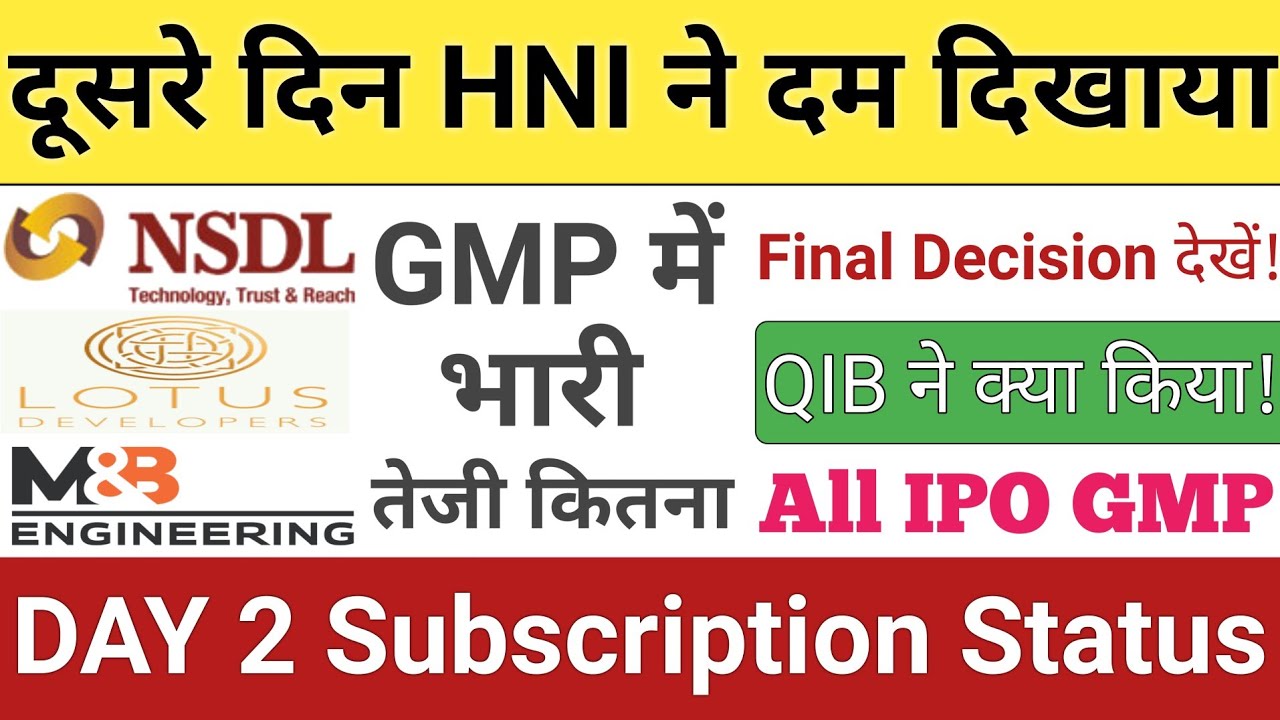 IPO GMP & Stock Market News: NSDL, Sri Lotus Developers, M&B Engineering Updates