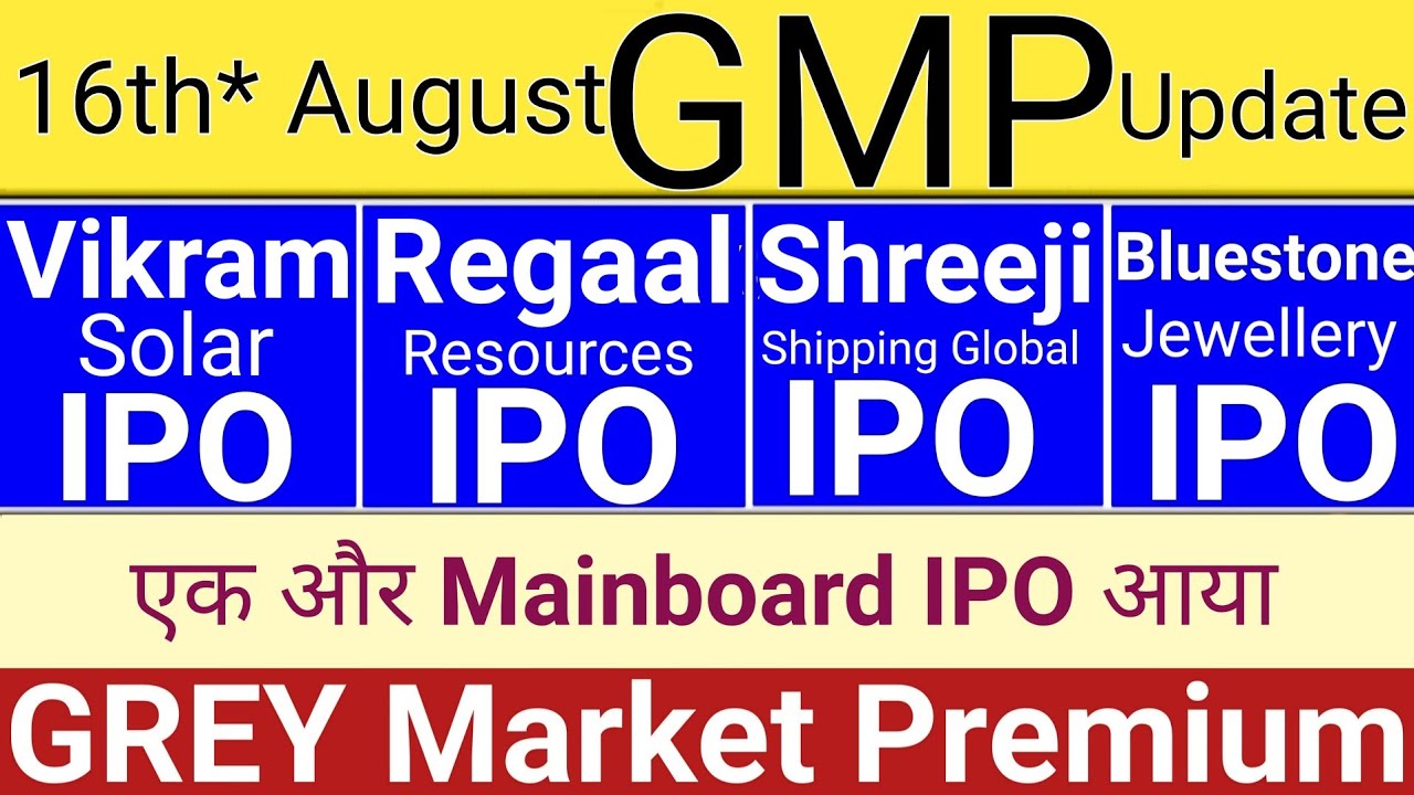 Latest IPO GMP, Vikram Solar, Regaal Resources, Shreeji Shipping & Stock Market News